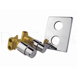 PaulGurkes Unterputz-Thermostat für Duschset. Messing, Chromblende, zwei Regler für Temperatur und Brausewahl.