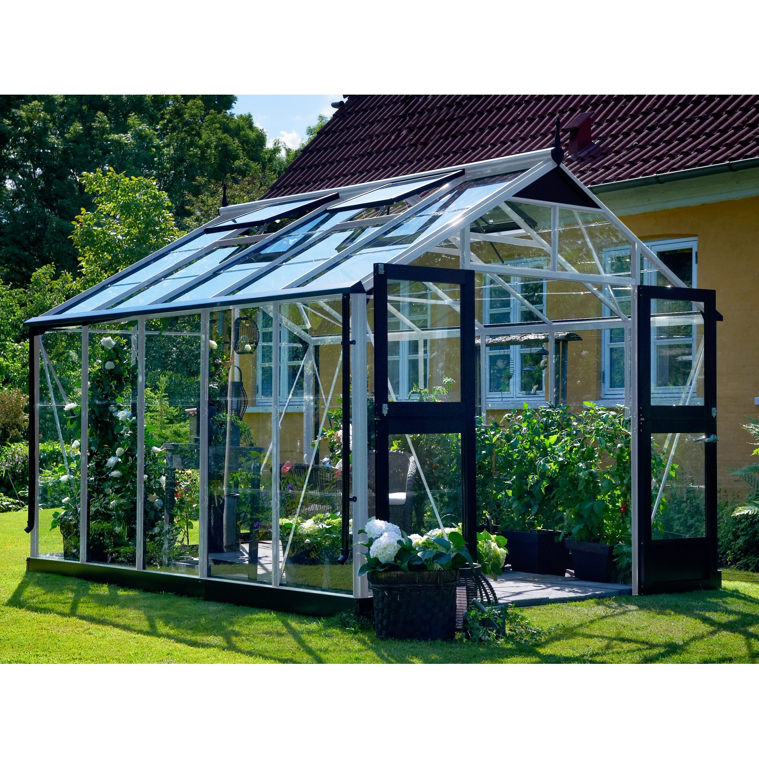 Juliana Gewächshaus Premium 10,9 m² 3 mm Sicherheitsglas Alu-Schwarz günstig online kaufen