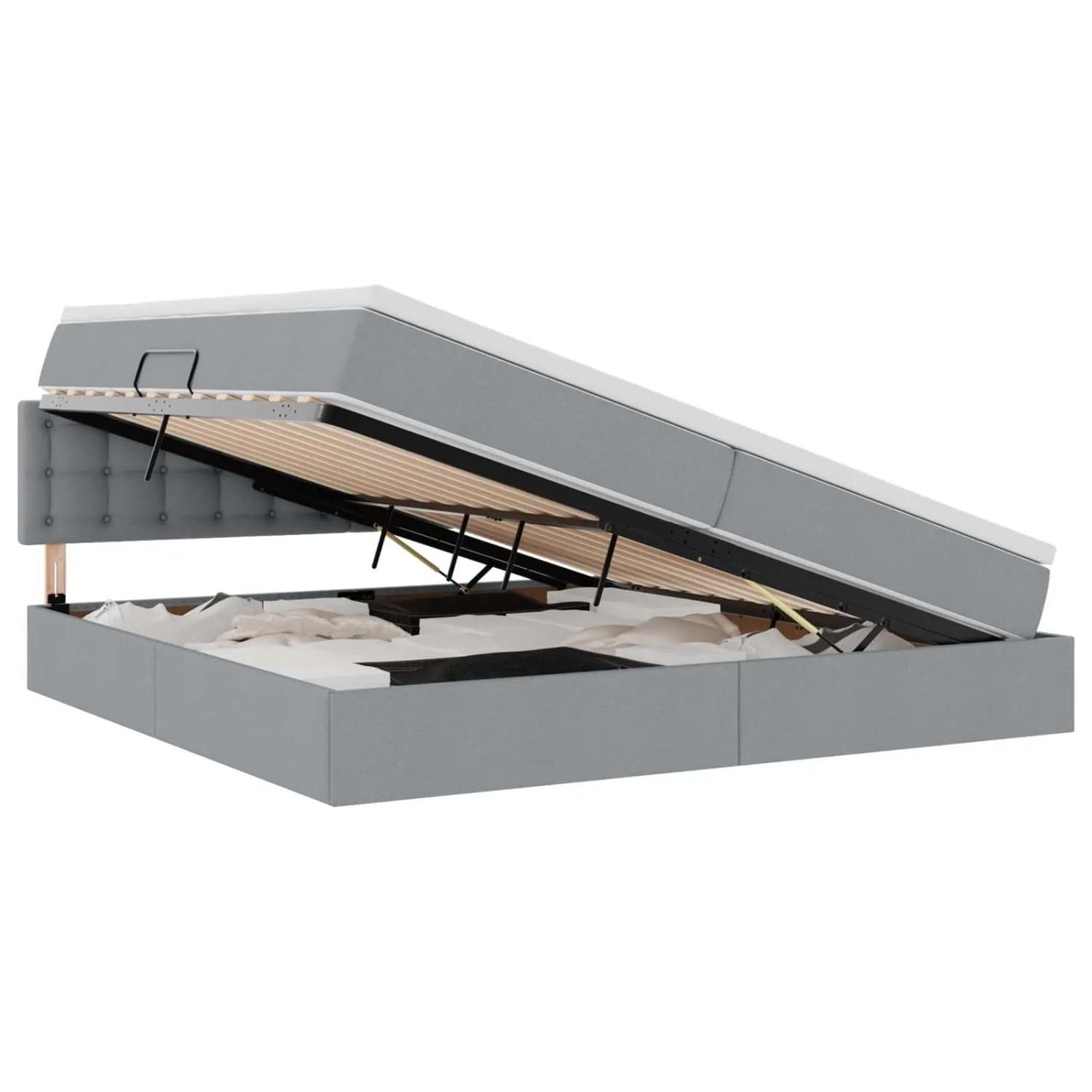 vidaXL Stauraumbett mit Matratze Hellgrau 200 x 200 cm 3370656 günstig online kaufen