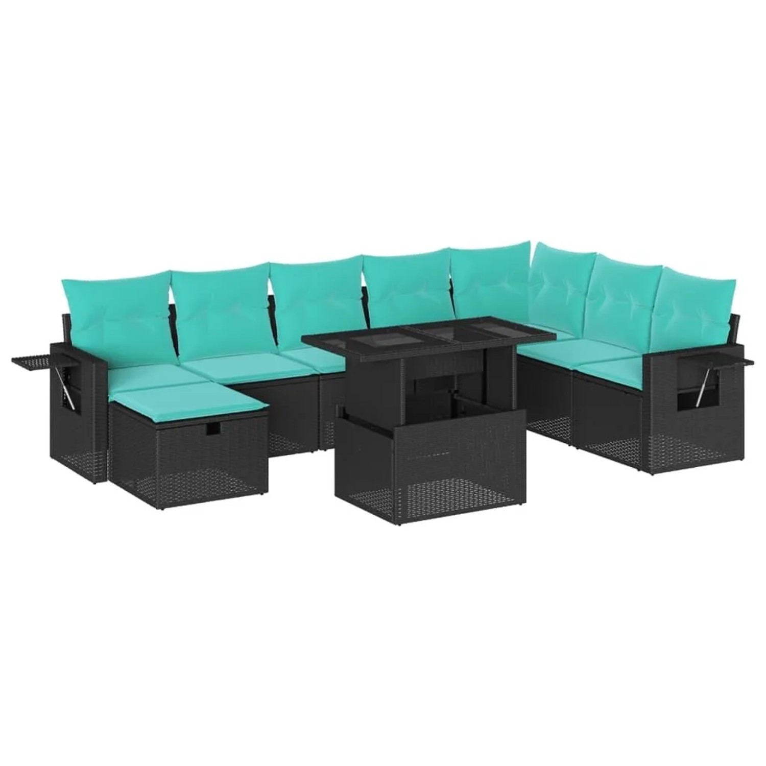 vidaXL 9-Tlg Gartensofa-Set mit Kissen Schwarz Polyrattan 3275027 günstig online kaufen