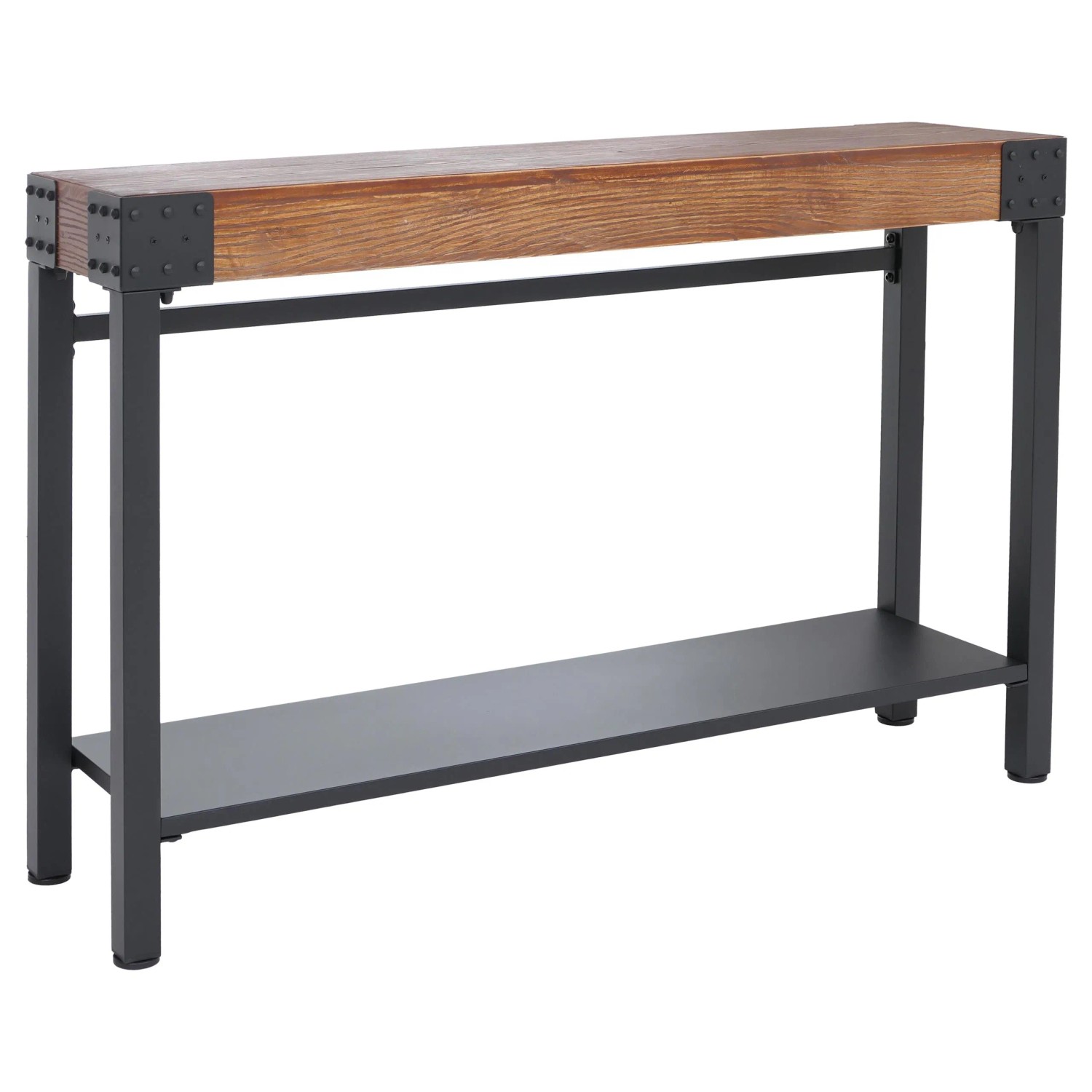 MCW Konsolentisch Q68 Industrial Retro Holz 82x120x31cm Braun Metall Schwarz