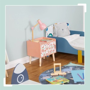 Relaxdays Kindernachttisch MDF Holz Bunt Mit Staufach 41 cm x 40 cm x 30 cm 4,5 kg