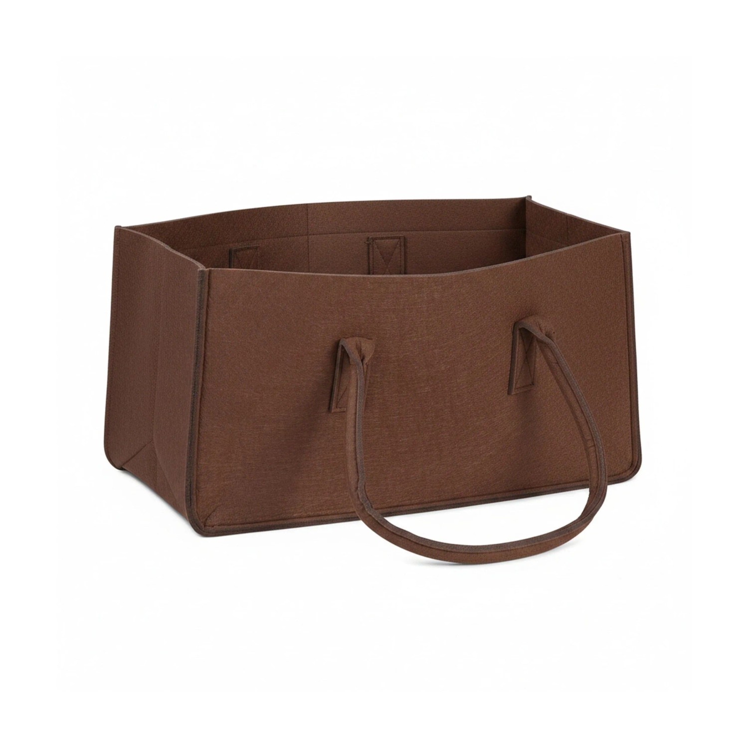 Relaxdays Kaminholztasche Filz Braun mit Henkeln 25 cm x 25 cm x 50 cm