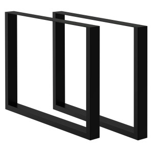 Zwei schwarze Tischbeine aus Stahl, Vierkantprofil 80x72 cm für Esstische.