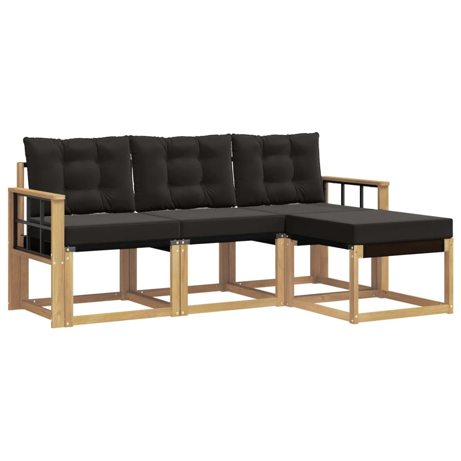 vidaXL Outdoor-Sofagarnitur mit Kissen 4-Tlg Weiß und Schwarz 3389362