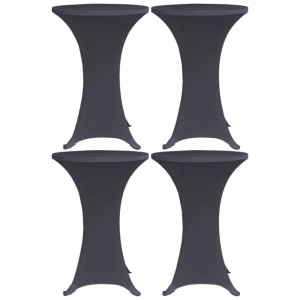 4er Set anthrazitfarbene Stehtischhussen aus Stretchstoff für Stehtische mit Ø60cm.