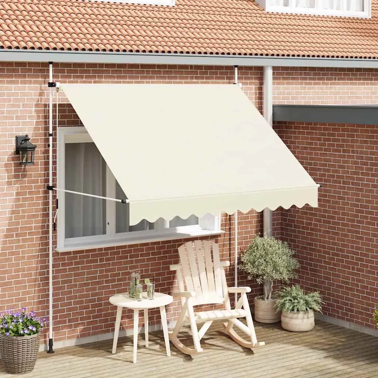 vidaXL Einziehbare Markise Handbetrieben 250 cm Cremeweiß 143695_2