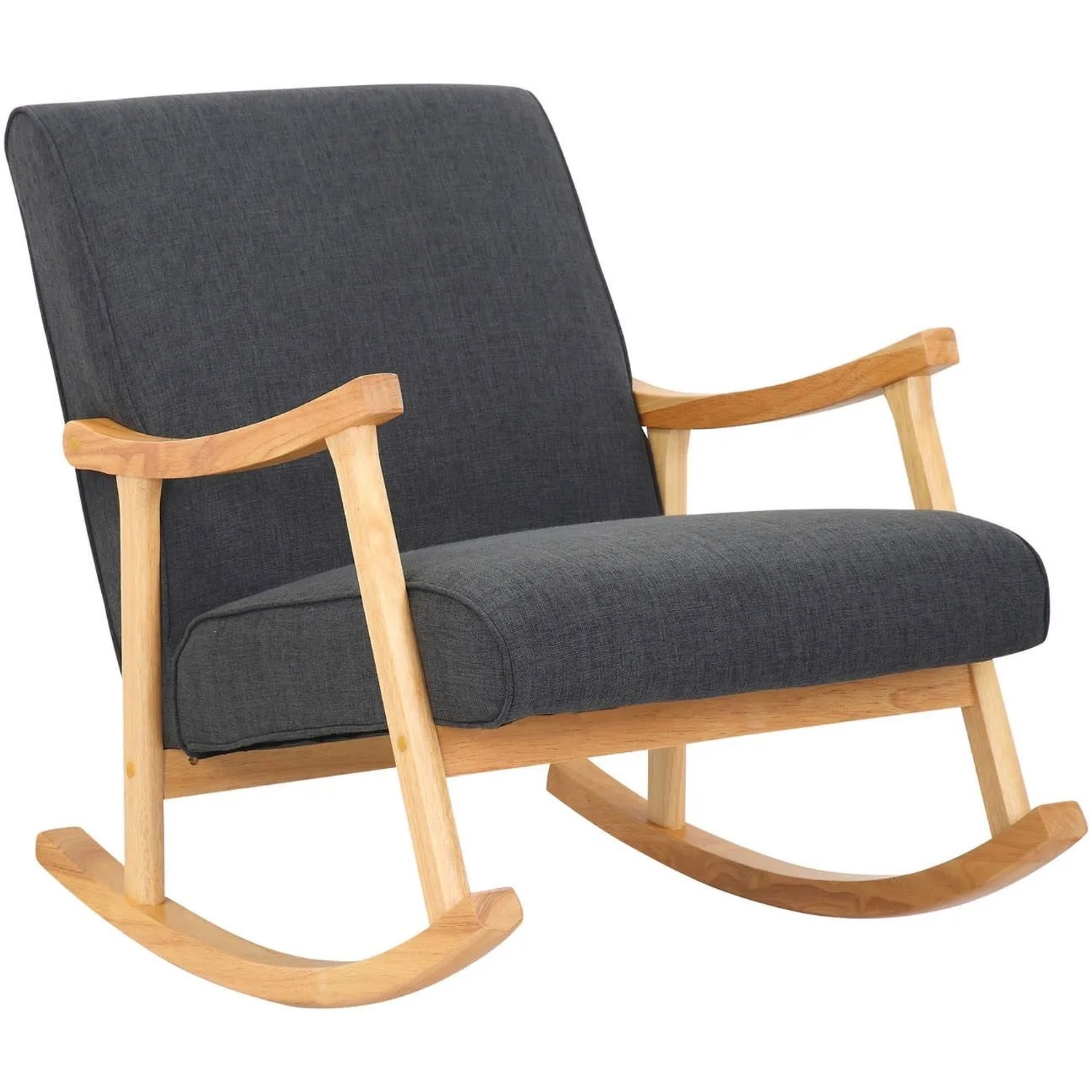 DELUKE Schaukelstuhl JONAS Indoor 67x92x82cm Stoff Dunkelgrau Hellbraun Liegestuhl Relaxstuhl Sofastuhl