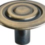 Knopf 920, Altmessing brüniert, Möbelknopf aus Metall mit konzentrischen Kreisen.