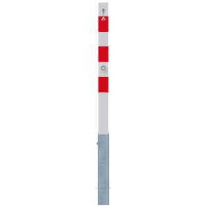 Schake Absperrpfosten, herausnehmbar, weiß-rot, 70x70 mm, für flexible Absperrung.