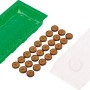 Anzuchthaus mit 28 Quell-Tabs: Zimmer-Gewächshaus mit grüner Schale und transparentem Deckel.