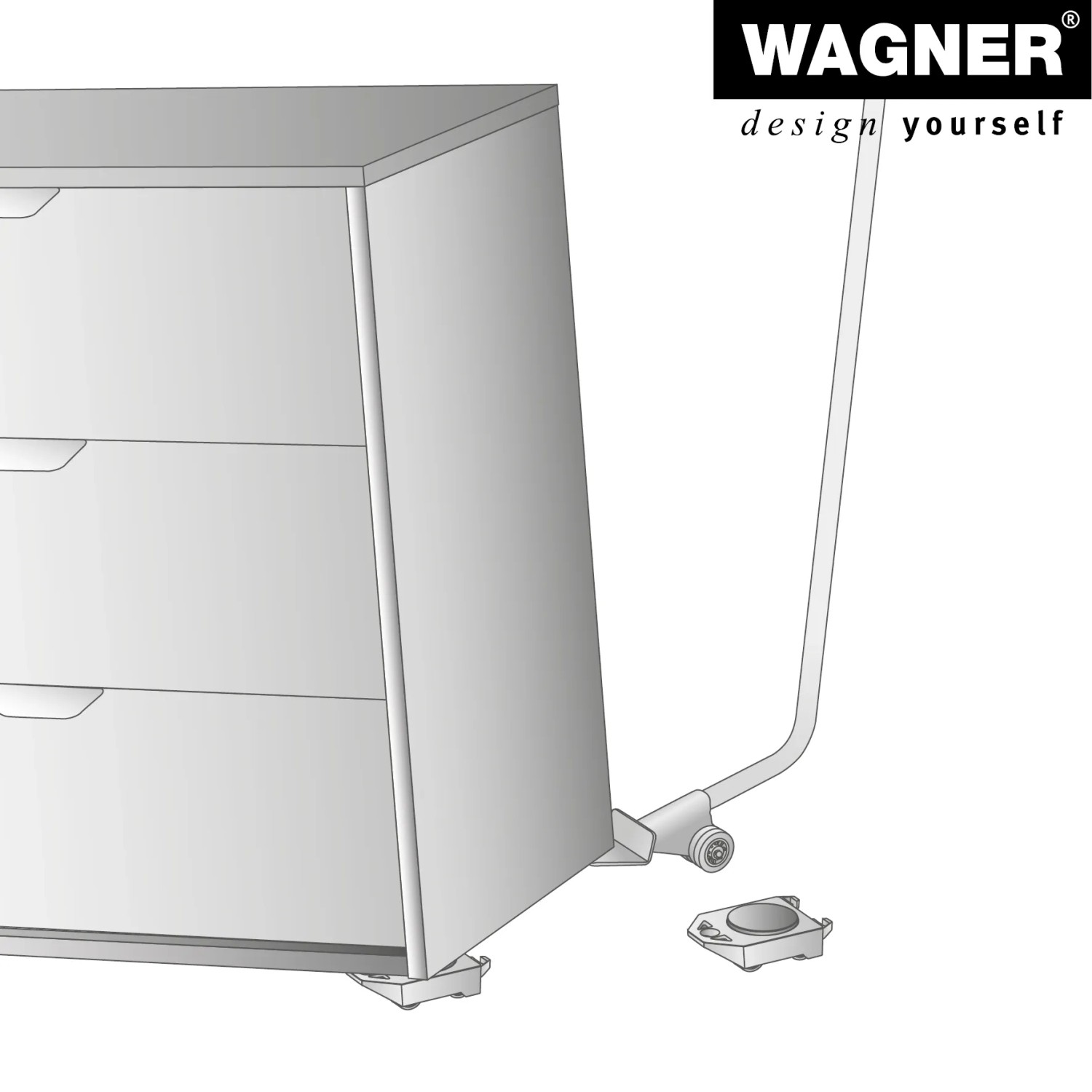 Wagner Möbelheber mit Hebeschaufel zum Anheben von Möbeln, Tragkraft 150 kg.