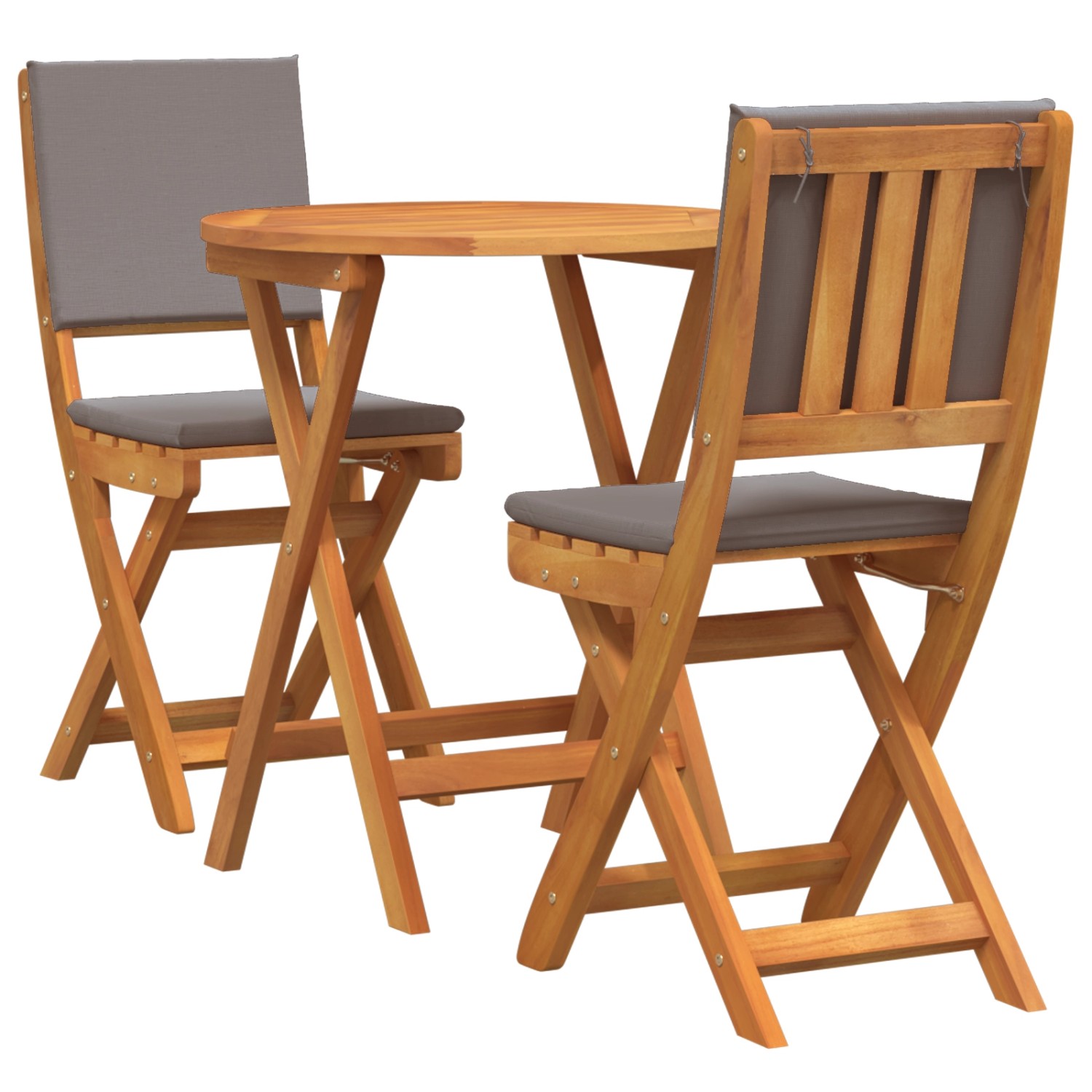 vidaXL 3-Teiliges Klapp-Bistroset mit Kissen aus Massivem Akazienholz 4105514