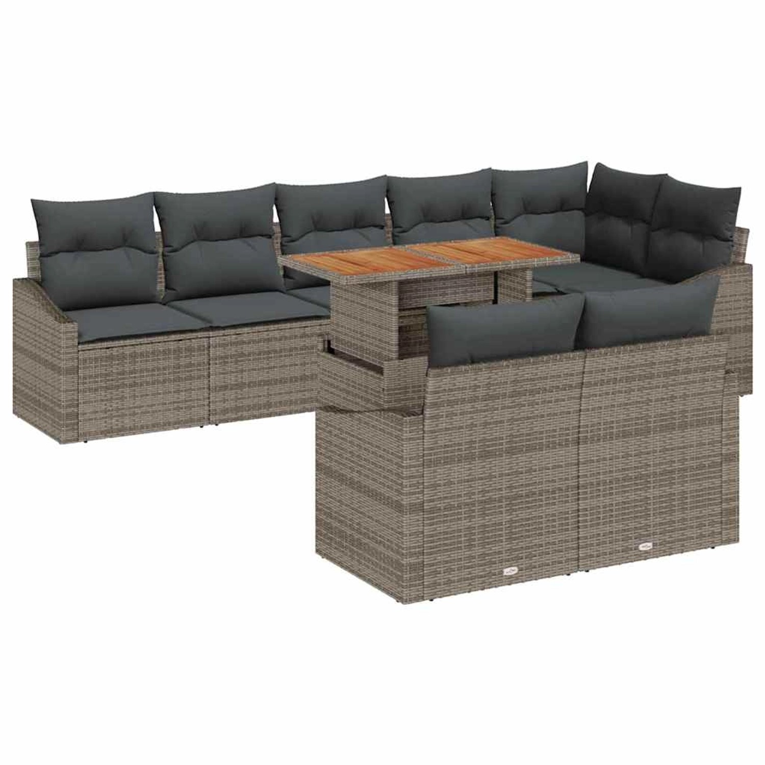 vidaXL Garten-Sofa-Set mit Speicher 9-Tlg Grau Poly Rattan 3358589 günstig online kaufen
