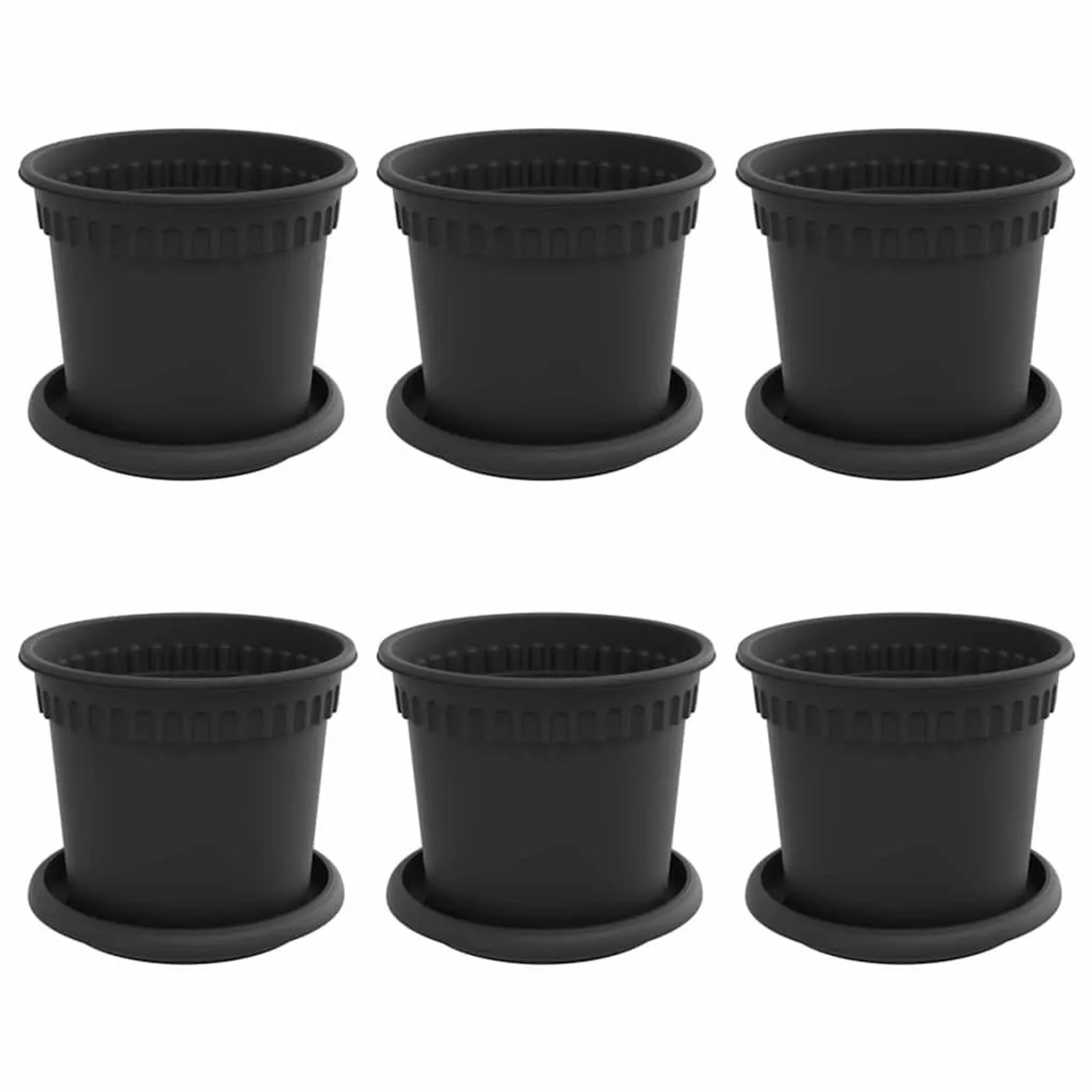 vidaXL Blumentöpfe 6 Stk Schwarz Ø 15 x 12 cm Kunststoff 3403259