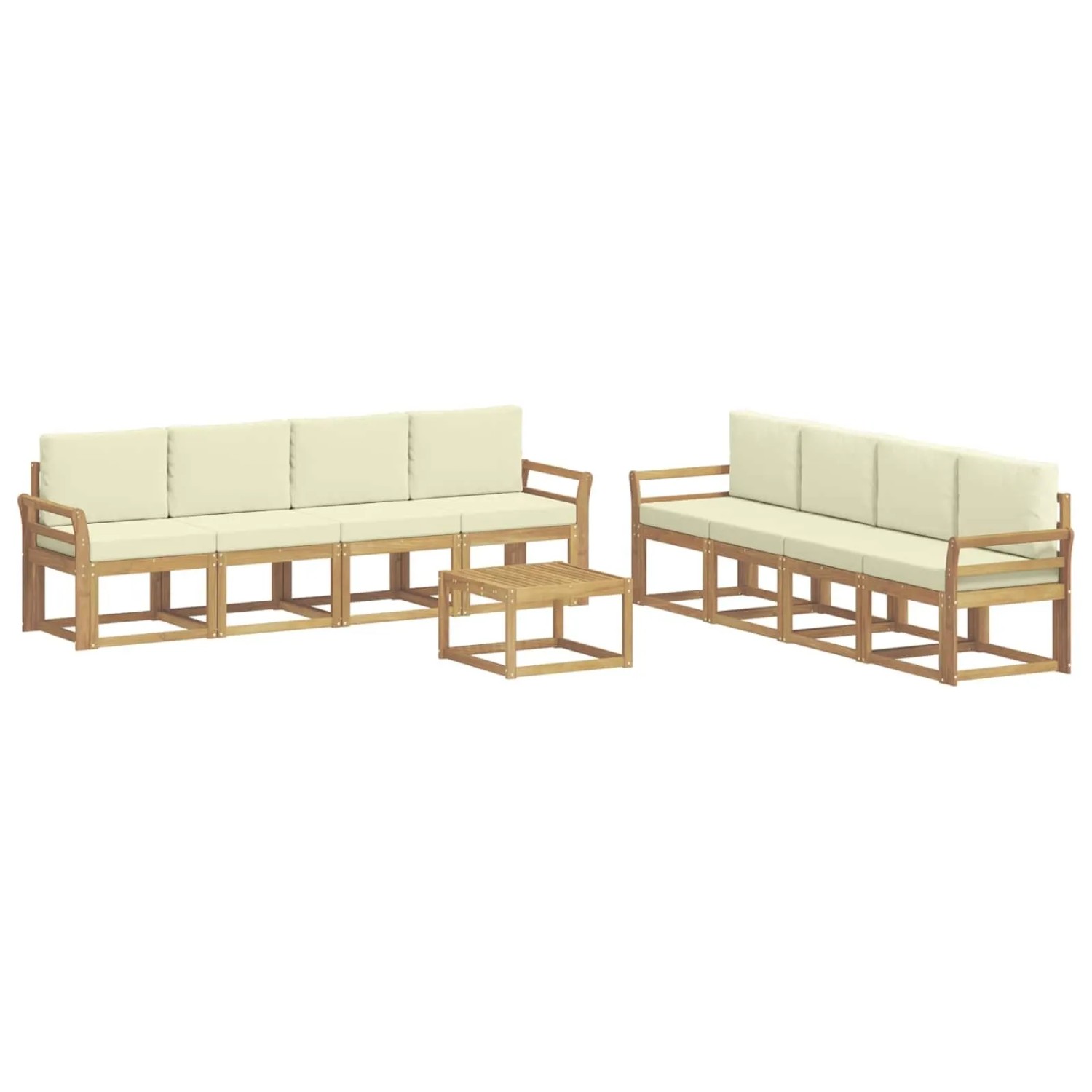 vidaXL Outdoor-Sofagarnitur mit Kissen 9-Tlg Weiß und Creme 3387419