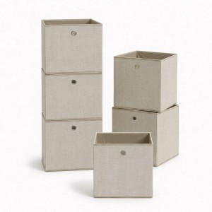 Sekey Aufbewahrungsbox 6er Set Beige Stoffboxen Faltboxen aus Vliesstoff mit Griff Faltbare Organizer Boxen für Schrank und Regal Kleidung