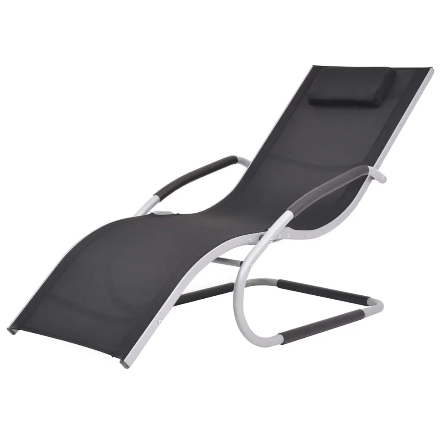 Furnicato Sonnenliege Mit Kissen Aluminium Und Textilene Schwarz