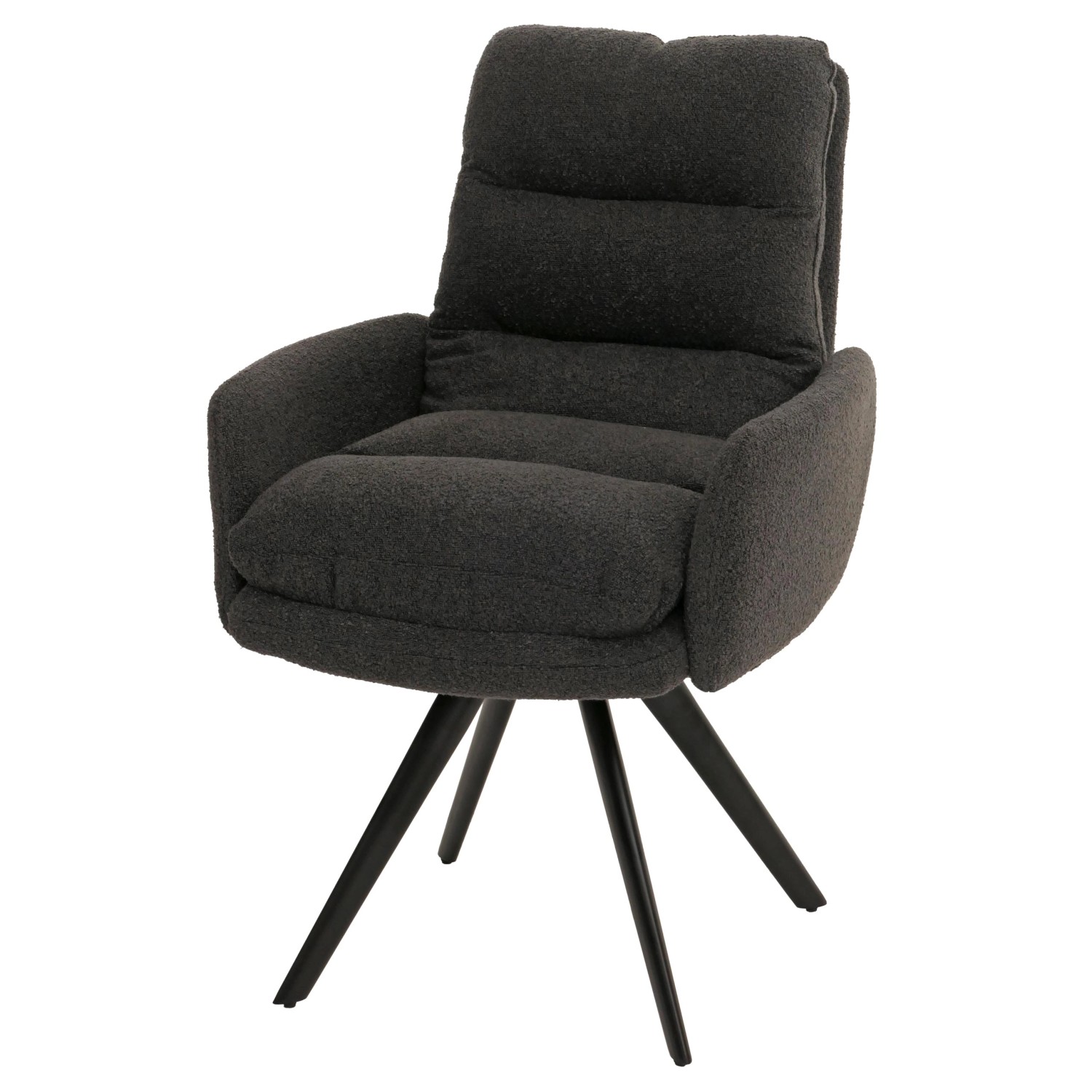MCW Esszimmerstuhl G66 Boucle Dunkelgrau mit Armlehne günstig online kaufen