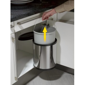 Hailo Mülleimer Compact Box 15L Edelstahl für Drehtür-Unterschränke ab 40cm Breite.