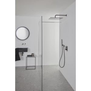 Ideal Standard Kopfbrauseanschluss Idealrain Atelier, Magnetic Grey, mit Wandanschluss und runder Rosette.