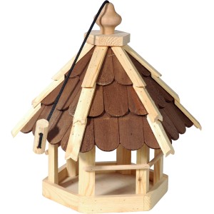 Dobar Vogelfutterhaus mit Holzschindeln und Kordel zum Aufhängen.