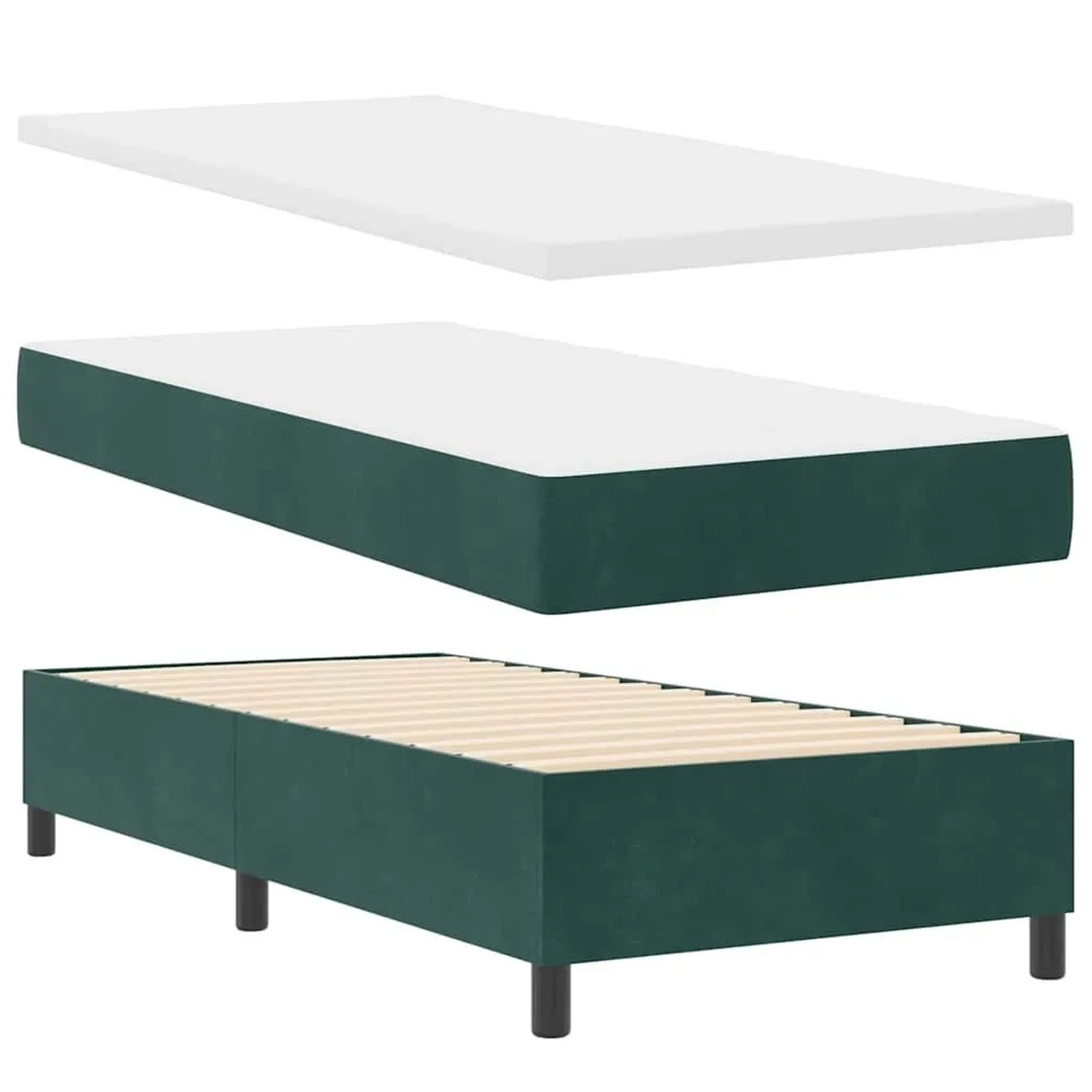 vidaXL Boxspringbett mit Matratze Dunkelgrün 100 x 200 cm Samt 3344429 günstig online kaufen