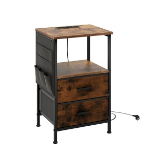 Costway Nachttisch mit Ladestation Beistelltisch Nachtschrank