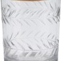 Klarer Teelichthalter Desert Flower aus Glas mit Goldrand und Blattmuster, 9,5 cm hoch.