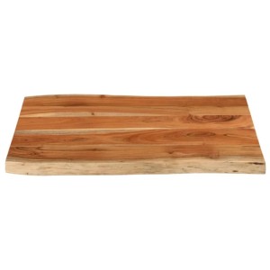 Rechteckige Akazien-Massivholz Tischplatte mit Baumkante, 90x60 cm. Ideal als Regalboden oder Möbelbauplatte.
