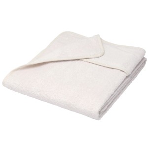 Weißes Beautissu Marbella Handtuch (200x70cm) aus Frottee, gefaltet.