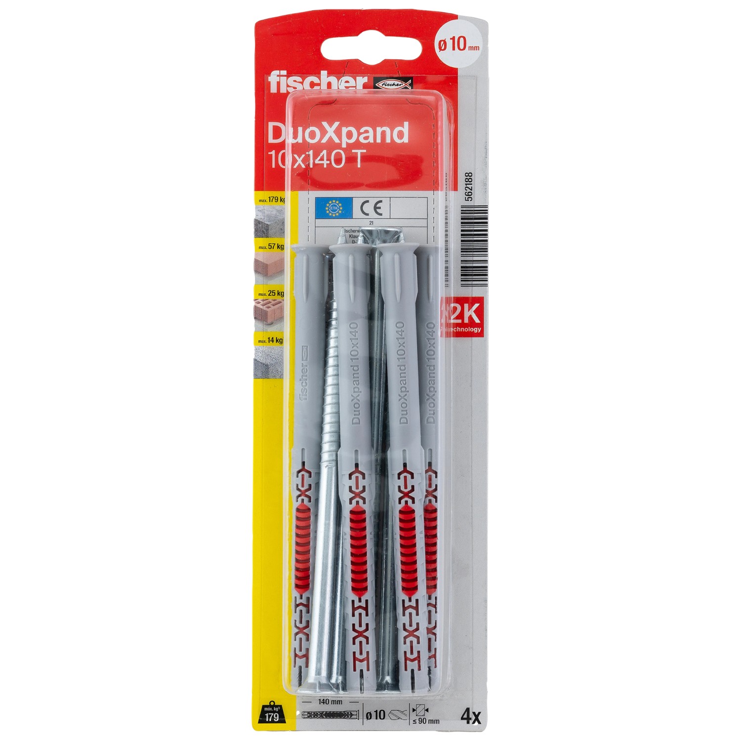 Fischer Langschaftdübel DuoXpand T Senkkopfschraube 10 mm x 140 mm 4 Stück