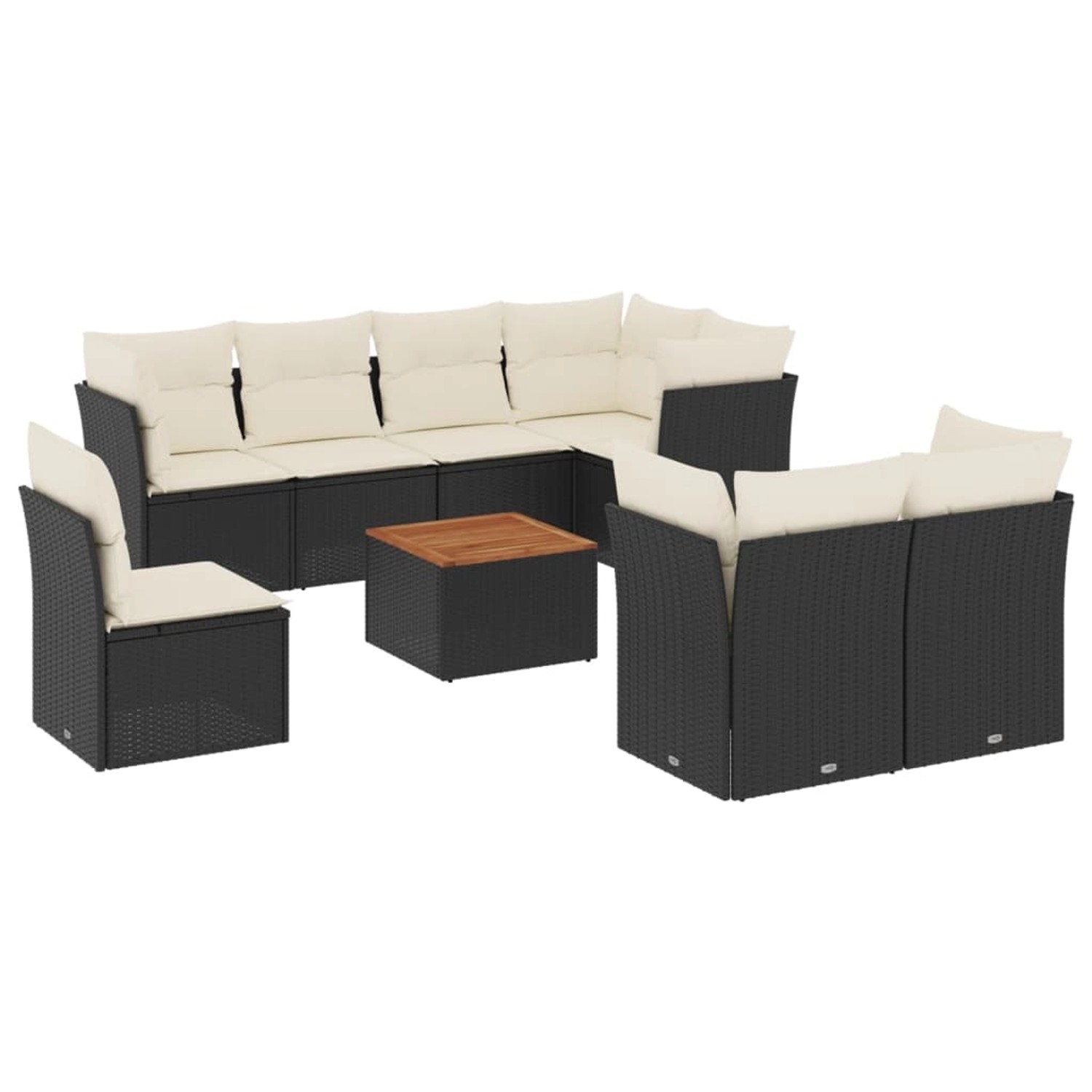 vidaXL 9-Tlg Garten-Sofagarnitur mit Kissen Schwarz Poly Rattan 3223739 günstig online kaufen