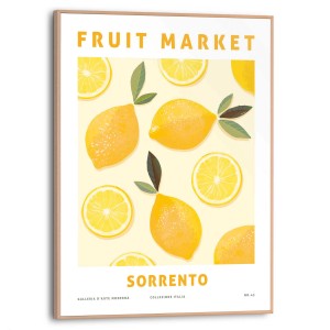 Gerahmtes Bild mit Zitronenmotiv für die Küche, 40x30 cm, gelb.