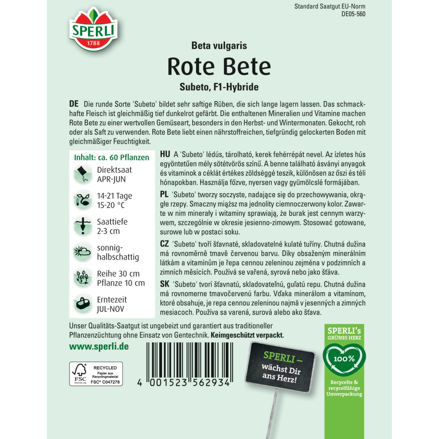 Sperli Rote Bete "Subeto" F1Hybride kaufen bei OBI