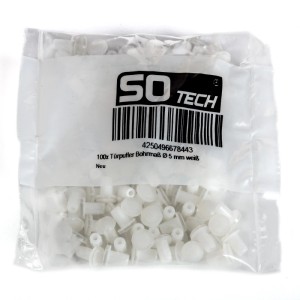 SOTECH 100 weiße/transparente Türpuffer im Beutel, Ø 8mm, für 5mm Bohrloch. Dämpft Möbeltüren & Schubladen.