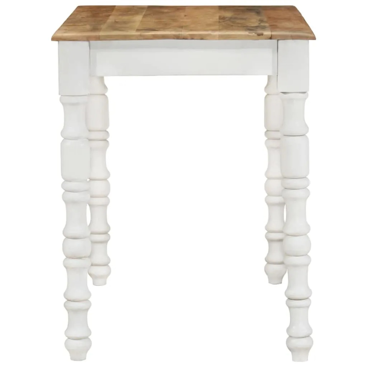 vidaXL Esstisch aus Mangoholz, 110x60x76 cm, mit weißen Beinen. Tisch für Esszimmer oder Küche.