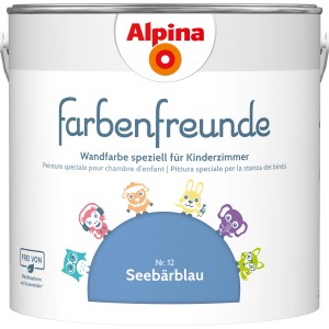 Alpina Farbenfreunde Seebärblau, seidenmatte Wandfarbe für Kinderzimmer, 2,5 Liter.