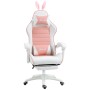 Rosa Vinsetto Gaming-Stuhl mit Hasenohren, Kunstleder, verstellbar und mit Fußstütze.