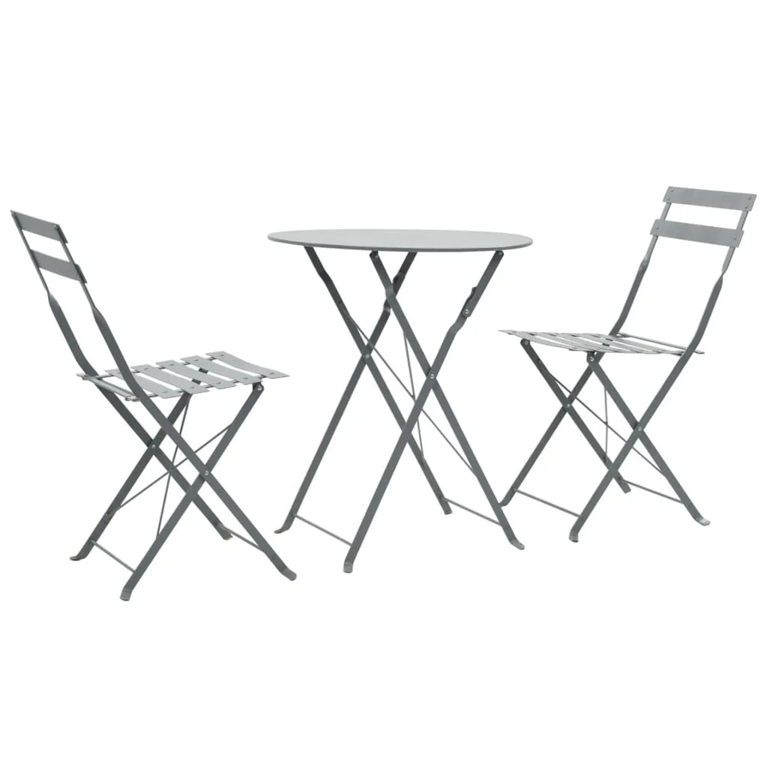 Furnicato 3-tlg Bistro-set Stahl Grau