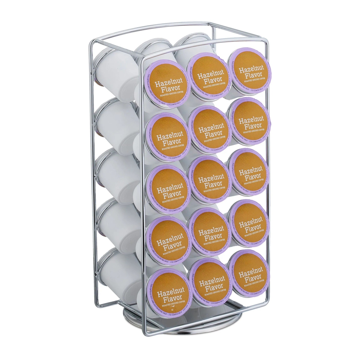 Relaxdays Kapselhalter Eisen Silber für 30 K-Cups Drehbar 30,5 cm x 16 cm x 12,5 cm 0,7 kg