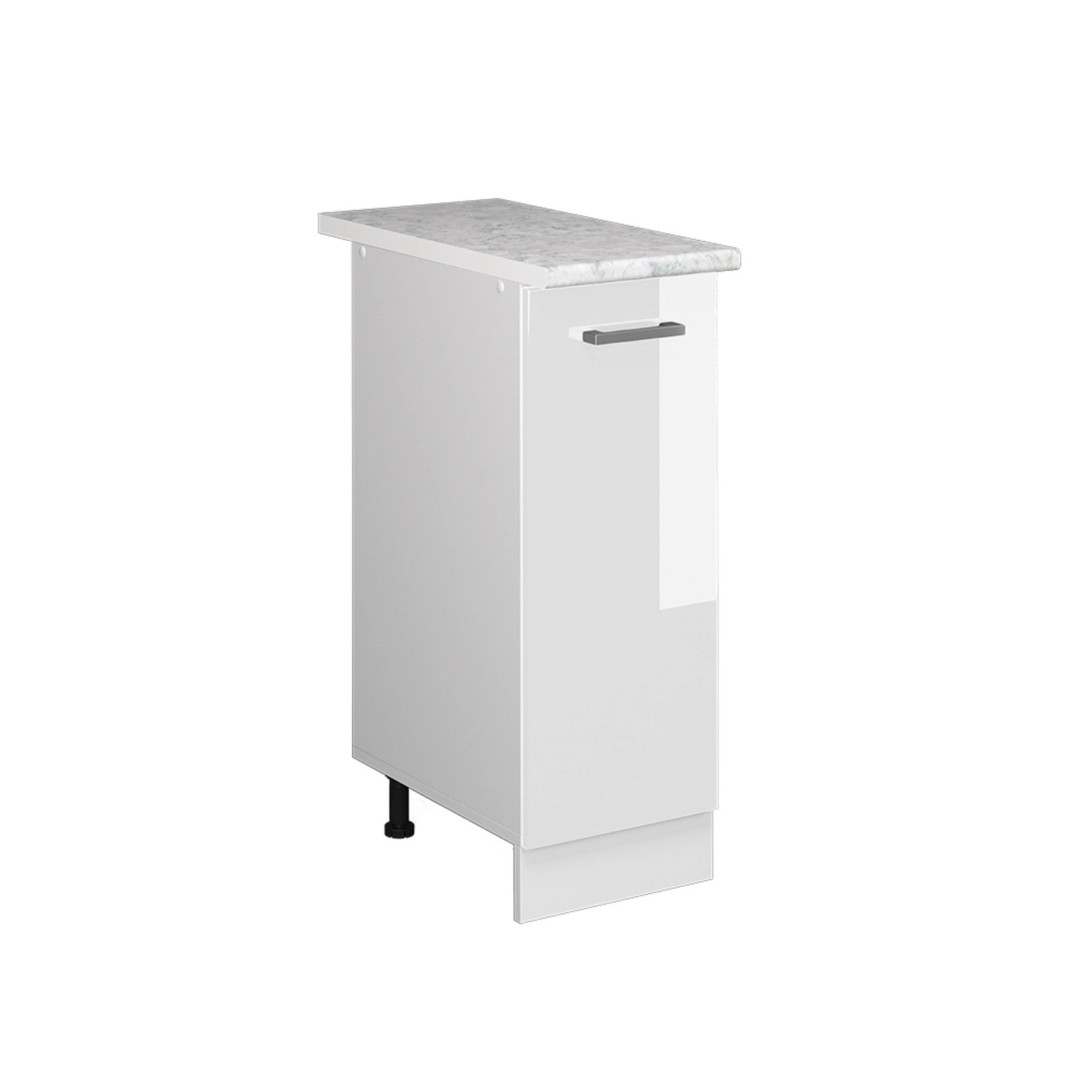 Vicco Apothekerschrank R-Line Medizinschrank für die Küche Weiß Hochglanz/Weiß 30 cm AP Marmor