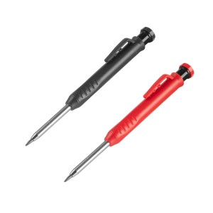 STAHLWERK Tieflochmarker und Baubleistifte (rot, schwarz) im Set mit Minen und Spitzer.