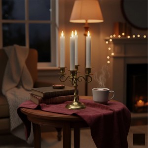 Relaxdays LED Stabkerzen 6er Set Echtwachs Weiß Flackernd Flammenlos 25 cm x 2 cm