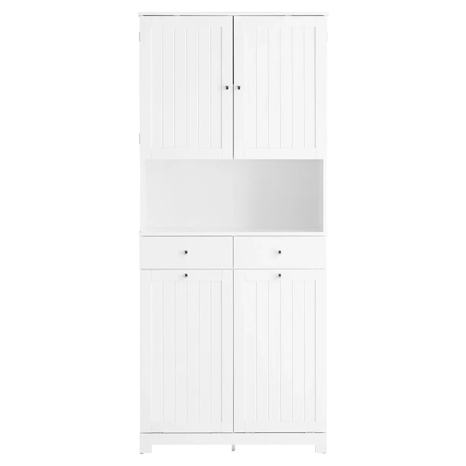 SoBuy Badezimmerschrank mit 2 Wäschekörben Hochschrank Wäscheschrank Weiß 78x181x38cm BZR215-W