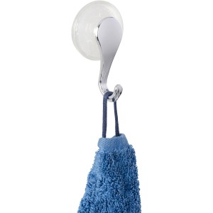 Wenko Saughaken 2er-Set, glänzend, mit blauem Handtuch. Handtuchhalter für Bad und Küche.