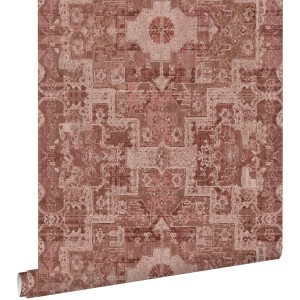 ESTAhome Tapete Orientalisches Kelim-Patchwork Dunkel Terrakotta-Rosa 50 X 900 Cm - 131364