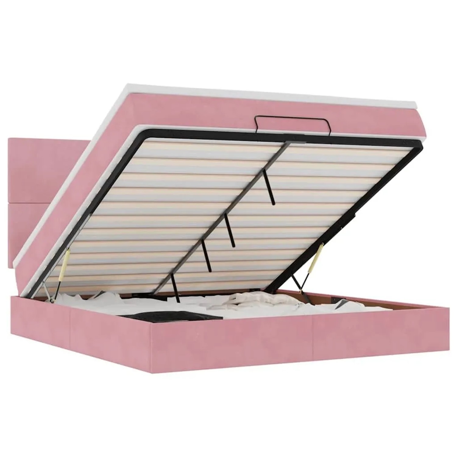 vidaXL Ottoman-Bett mit Matratzen & LEDs Rosa 160x200 cm Samt 3314263