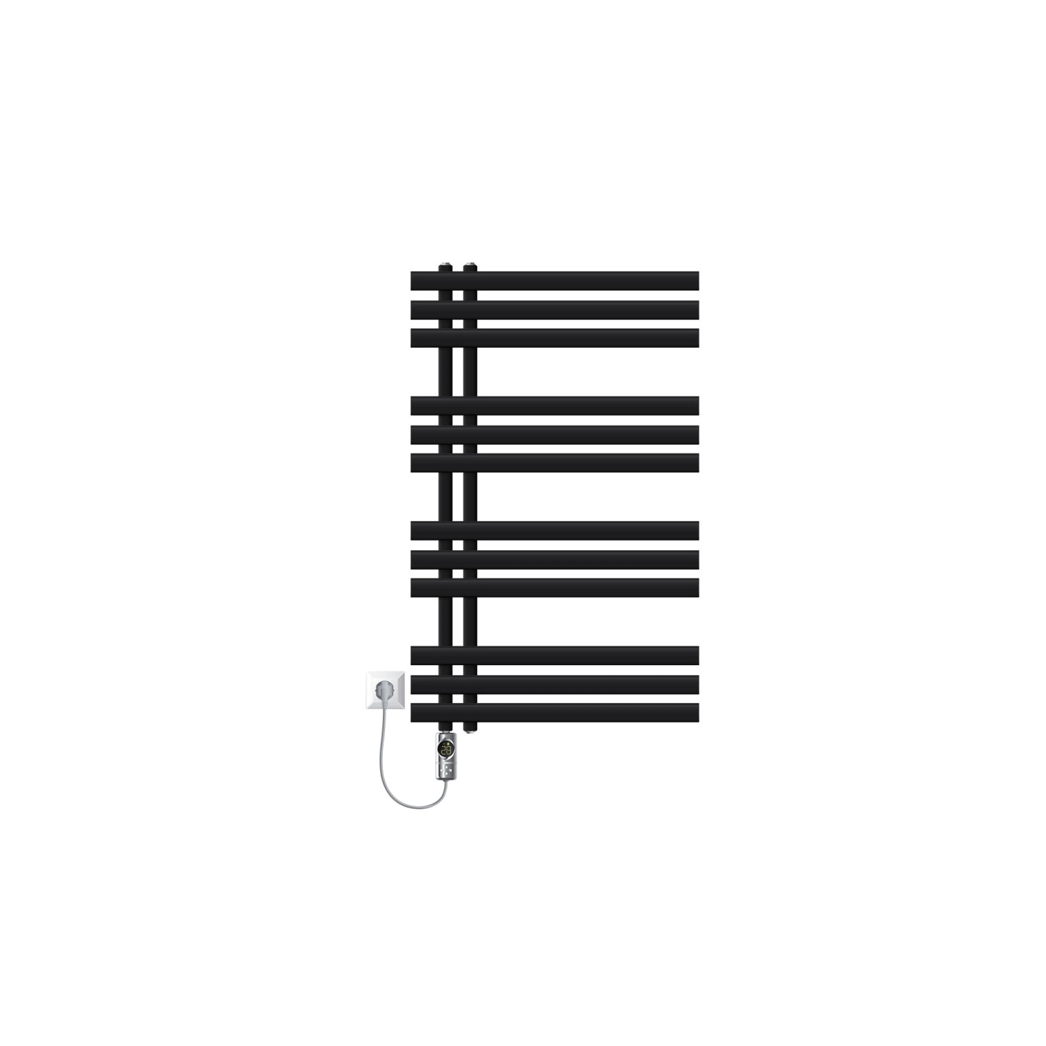 LuxeBath Badheizkörper Iron EM 600 x 1000 mm Schwarz Matt Heizstab 300W Dig günstig online kaufen
