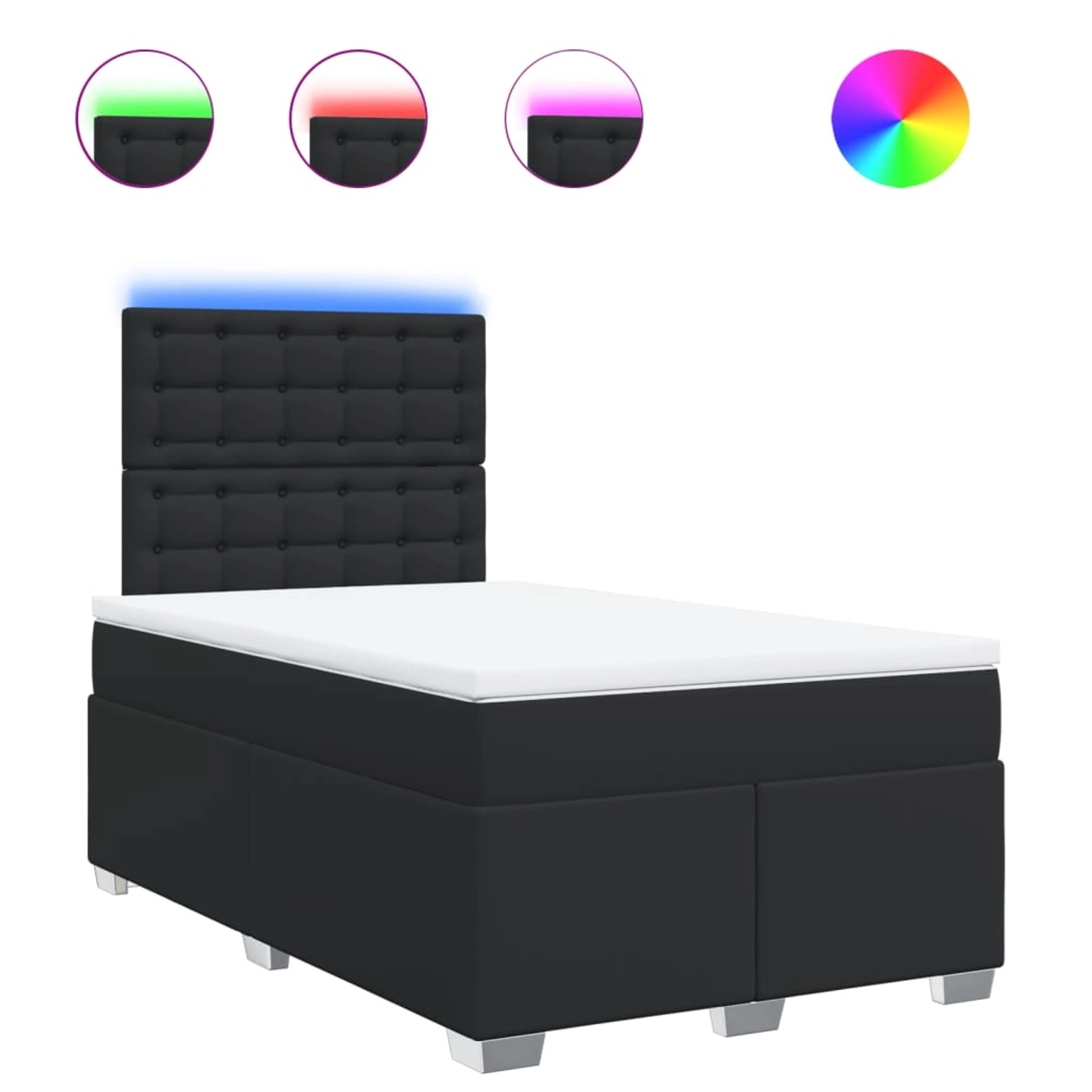 vidaXL Boxspringbett mit Matratze Schwarz 120x190 cm Kunstleder 3293012 günstig online kaufen